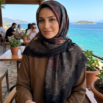 Flamlı keten eşarp
