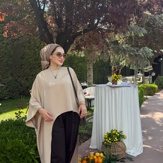Vizon tunik acı kahve şalvar