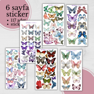 6 'lı Kelebek Sticker Seti