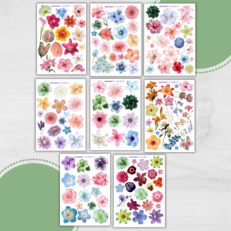 8'li Çiçek Bitki Temalı Sticker Seti
