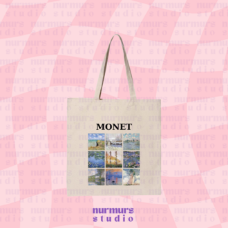 Baskılı Kumaş Çanta - Monet tabloları
