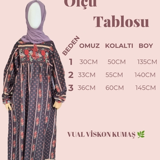 100% pamuklu vintage desenli tesettür elbise