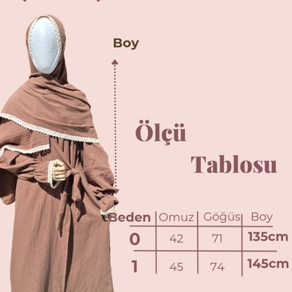 Müslin Namaz Elbisesi ve Başörtü (Kahverengi)