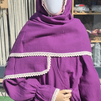 Müslin Namaz Elbisesi ve Başörtü (Mor)