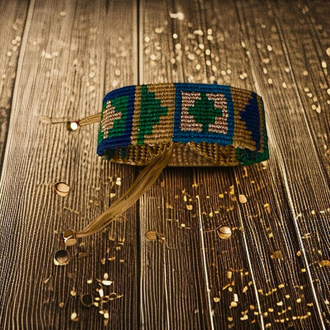 Gold detaylı kilim desen bileklik 