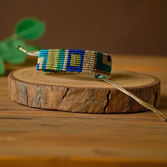 Gold kombinli kilim makrome bileklik 