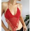 Bikini Fileli Püsküllü Kırmızı Renk