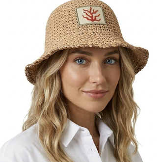 Rafya Bucket Aplikeli Şapka