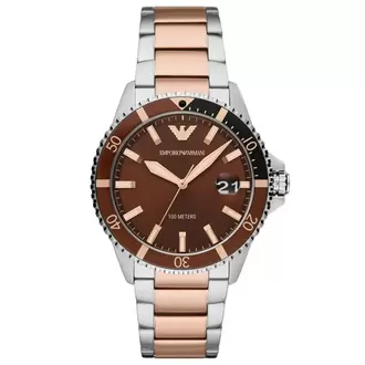 Emporio Armani AR11340 Erkek Kol Saati – Diver Stil / Kahverengi Kadran / 10 ATM