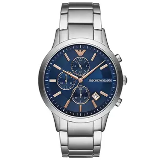 Emporio Armani AR11458 Erkek Kol Saati – Mavi Kadran / Çelik / Kronograf