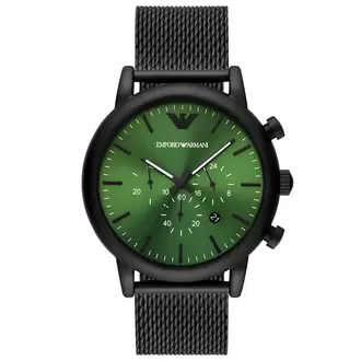 Emporio Armani AR11470 Erkek Kol Saati – Yeşil Kadran / Siyah Meshr