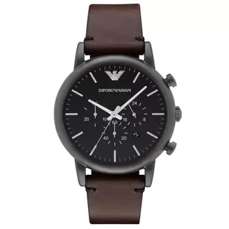 Emporio Armani AR1919 Erkek Kol Saati – Siyah Kadran / Kahverengi Deri / Chronograph
