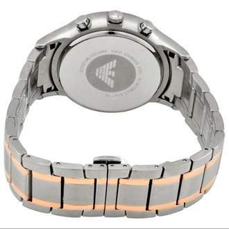 Emporio Armani AR11165 Erkek Kol Saati – Silver / Rose Gold İki Ton / Siyah Kadran