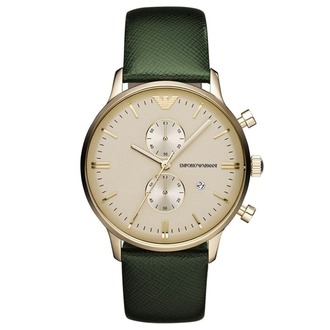 Emporio Armani AR1722 Erkek Kol Saati – Champagne Kadran / Yeşil Deri / 5 ATM