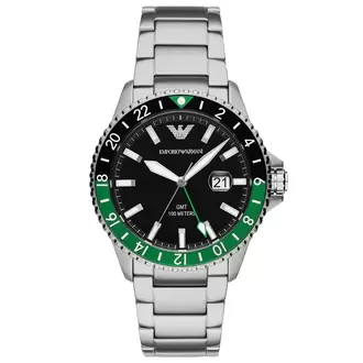 Emporio Armani AR11589 Erkek Kol Saati – Siyah & Yeşil GMT / Çelik / 10 ATM