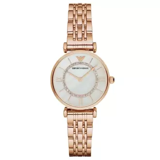 Emporio Armani AR1909 Kadın Kol Saati – Rose Gold / Beyaz Kristalli Kadran / 32 mm
