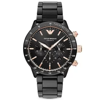 Emporio Armani AR70002 Erkek Kol Saati – Siyah Seramik / Rose Detay / Chronograph