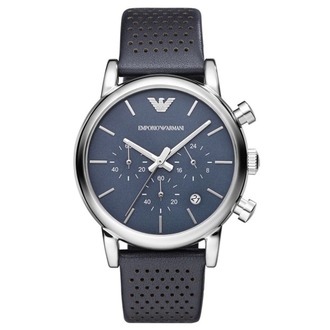 Emporio Armani AR1736 Erkek Kol Saati – Mavi Kadran / Deri Kayış / Kronograf