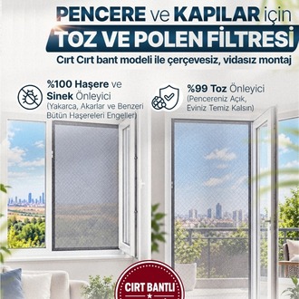 TOZ VE POLEN FİLTRELİ SİNEKLİK - CIRT BANTLI -HAVALANDIRMA, PENCERE ve MENFEZ İÇİN