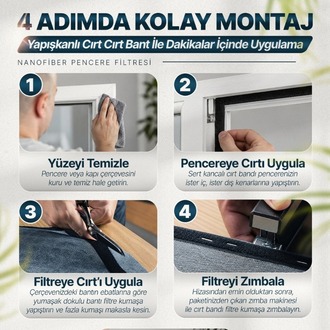 TOZ VE POLEN FİLTRELİ SİNEKLİK - CIRT BANTLI - KAPI BALKON FİLTRESİ