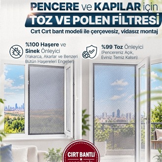 TOZ VE POLEN FİLTRELİ SİNEKLİK - CIRT BANTLI - KAPI BALKON FİLTRESİ