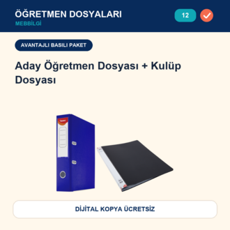 12-Maarif Modeli Uyumlu Aday Öğretmen Dosyası+Kulüp Dosyası — Basılı Paket