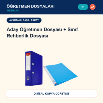 11-Maarif Modeli Uyumlu Aday Öğretmen Dosyası+Sınıf Rehberlik Dosyası — Basılı Paket