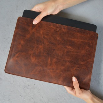 Hakiki Deri MacBook 13 inç Kılıf - Frisco Deri Laptop Kılıfı (33,5 x 23,5 cm)