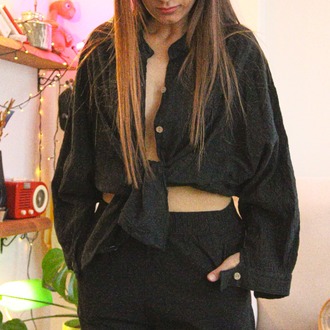 Oiki Midnight Nomad Unisex Bohem Siyah Gömlek