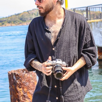 Oiki Midnight Nomad Unisex Bohem Siyah Gömlek
