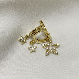Gold/Gümüş Yıldız Tema Tekli Set Küpe