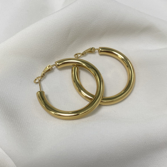 Gold/Silver Kalın Halka Küpe