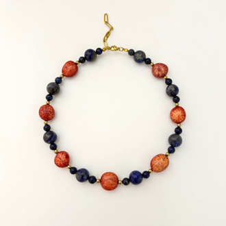 Lapis Lazuli ve Mercan Taşlı Kolye