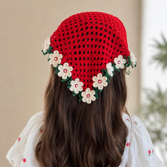 Çocuk İnci Çiçekli Bandana 