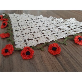 Gelincik Çiçekli Örgü Bandana