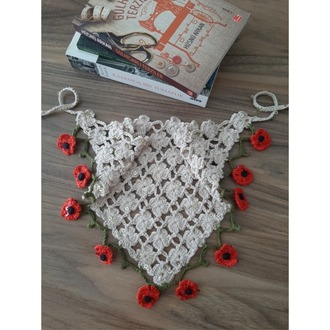 Gelincik Çiçekli Örgü Bandana