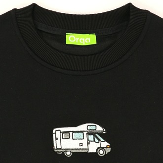 Basic Bisiklet Yaka Karavan Temalı Nakışlı Sweatshirt