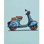 Antik Mint Bisiklet Yaka Vespa Nakışlı %100 Pamuk Sweatshirt