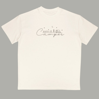 Unisex Kamp Temalı Baskılı %100 Pamuk Tshirt