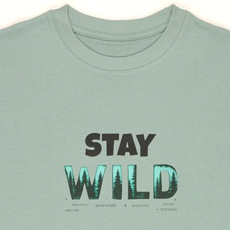 Unisex Stay Wild Baskılı %100 Pamuk Tshirt