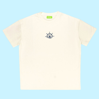 Unisex Gemi Dümeni Baskılı %100 Pamuk Tshirt