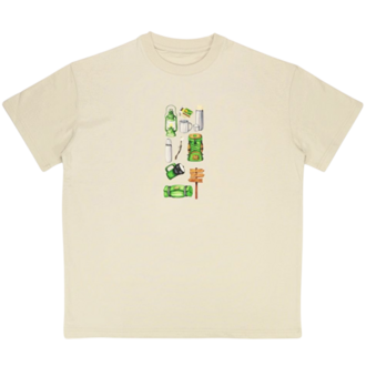 Unisex Kamp Ekipmanları Baskılı %100 Pamuk Tshirt