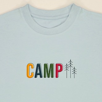 Unisex Kamp Temalı Baskılı %100 Pamuk Tshirt