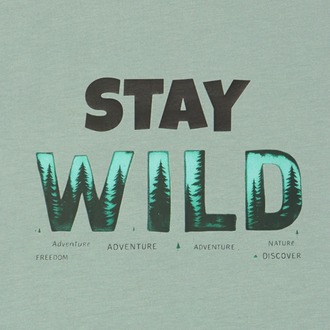 Unisex Stay Wild Baskılı %100 Pamuk Tshirt