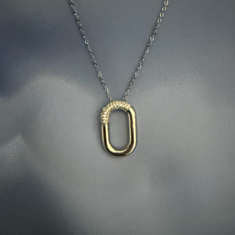 0 Kısmı Taşlı Çelik Silver Kolye