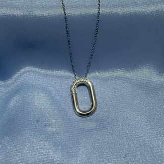 0 Kısmı Taşlı Çelik Silver Kolye