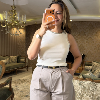 Luna Taşlı Triko Bluz – Ekru
