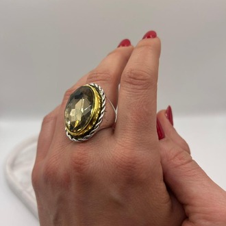 Oval Taşlı Vintage Yüzük