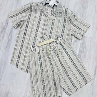 Zara keten şortlu gömlekli ikili takım