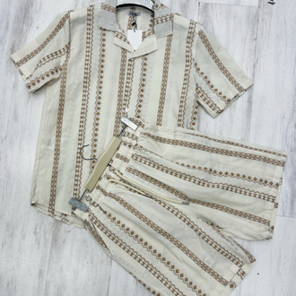 Zara keten şortlu gömlekli ikili takım